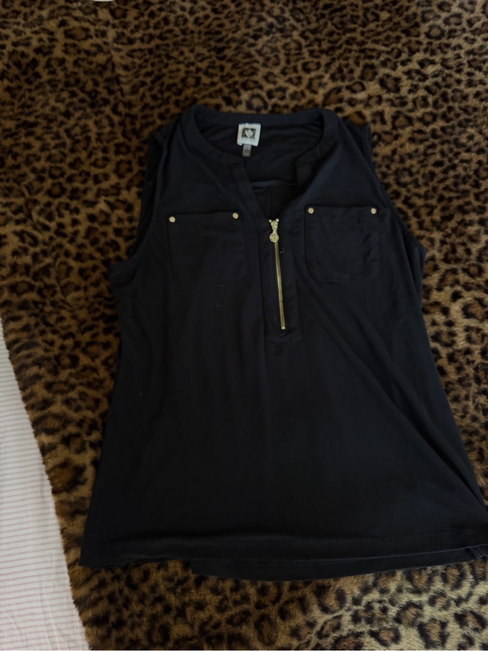 Black Zip Front Tank Top